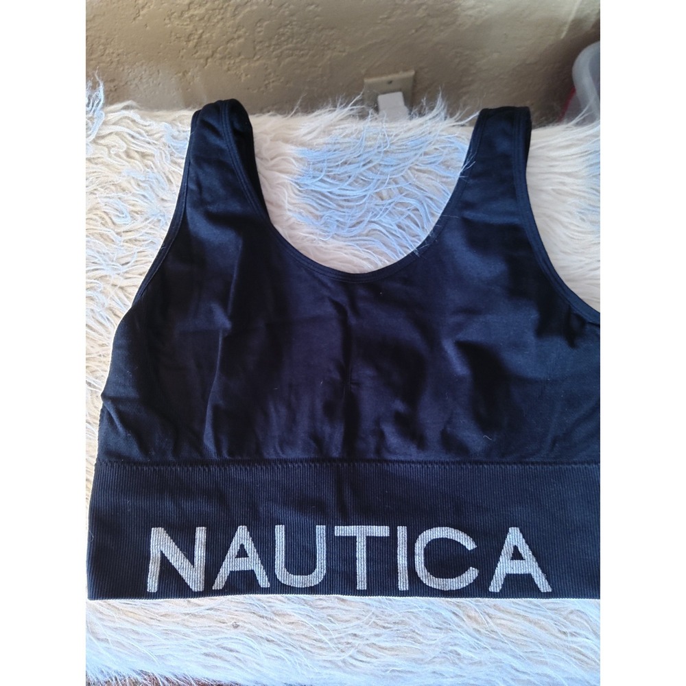 Nautica Intimates Black Seamless Sports Bra Logo Band 2X